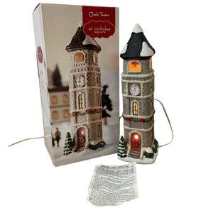 St Nicholas Square Lighted Clock Tower Christmas Village Collection Kohls 2008